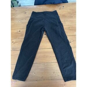 Athletic Heather Black High Waisted Pocket Leggings Cropped Yoga Pants 21 Inseam